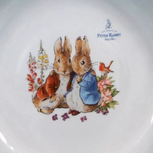 Beatrix Potter Peter Rabbit & Friend Spring Easter Large 10" Serving Dish | Bowl - Picture 3 of 7